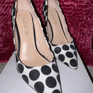 Aldo Black and White Polka Dot Heels